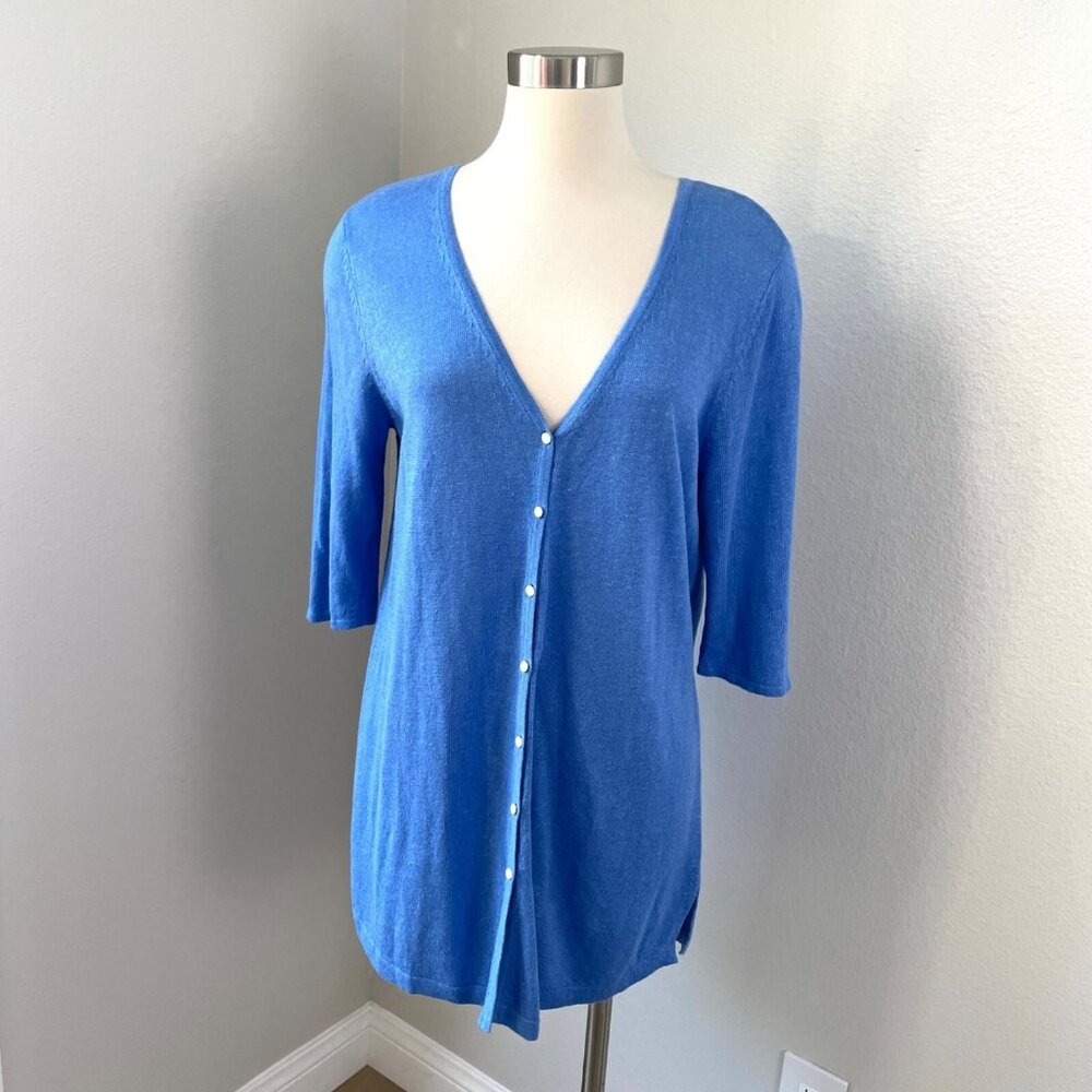 NEW $69‎ J. Jill Womens Small Button Front Cardigan Sweater Linen Blend Knit Top